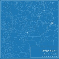 Fototapeta premium Blueprint US city map of Edgemont, South Dakota.