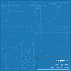 Blueprint US city map of Norris, South Dakota.