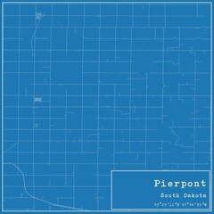 Blueprint US city map of Pierpont, South Dakota.
