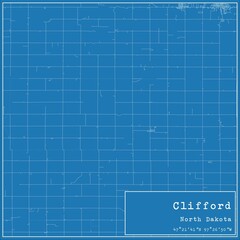 Blueprint US city map of Clifford, North Dakota.