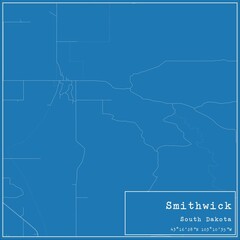 Blueprint US city map of Smithwick, South Dakota.