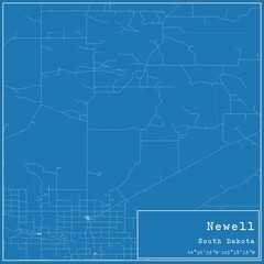Obraz premium Blueprint US city map of Newell, South Dakota.