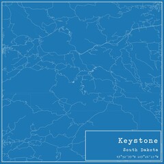 Blueprint US city map of Keystone, South Dakota.