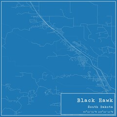 Blueprint US city map of Black Hawk, South Dakota.