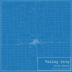 Blueprint US city map of Valley City, North Dakota.