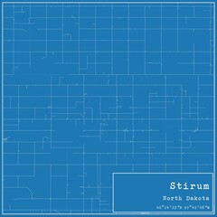 Blueprint US city map of Stirum, North Dakota.