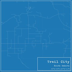 Blueprint US city map of Trail City, South Dakota.