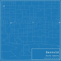 Blueprint US city map of Harrold, South Dakota.