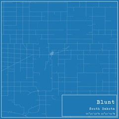 Blueprint US city map of Blunt, South Dakota.