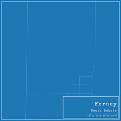 Blueprint US city map of Ferney, South Dakota.