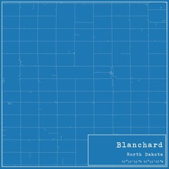 Blueprint US city map of Blanchard, North Dakota.