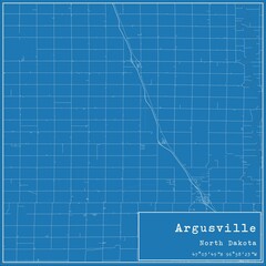 Blueprint US city map of Argusville, North Dakota.