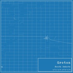 Blueprint US city map of Groton, South Dakota.