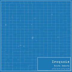 Blueprint US city map of Iroquois, South Dakota.