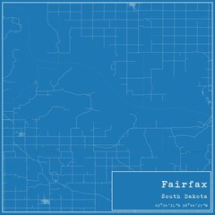 Fototapeta premium Blueprint US city map of Fairfax, South Dakota.