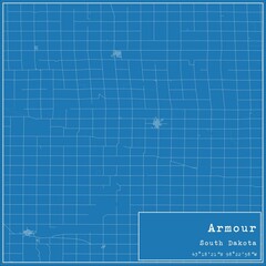 Blueprint US city map of Armour, South Dakota.