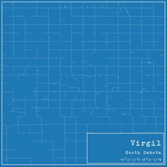 Blueprint US city map of Virgil, South Dakota.