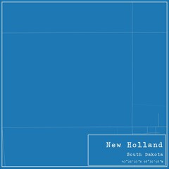 Blueprint US city map of New Holland, South Dakota.