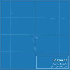 Blueprint US city map of Barnard, South Dakota.