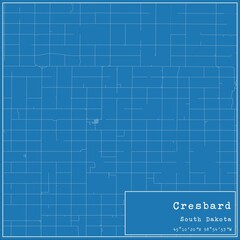 Blueprint US city map of Cresbard, South Dakota.