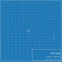 Blueprint US city map of Tripp, South Dakota.