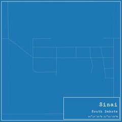 Blueprint US city map of Sinai, South Dakota.