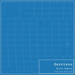Blueprint US city map of Harrison, South Dakota.