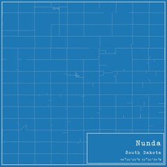 Blueprint US city map of Nunda, South Dakota.