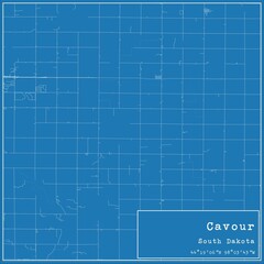 Blueprint US city map of Cavour, South Dakota.