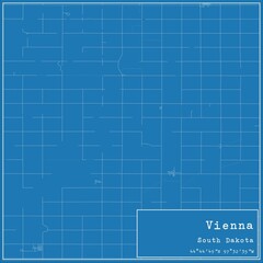 Blueprint US city map of Vienna, South Dakota.