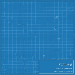 Blueprint US city map of Viborg, South Dakota. - obrazy, fototapety, plakaty