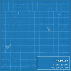 Blueprint US city map of Marion, South Dakota.