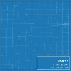 Blueprint US city map of Dante, South Dakota.