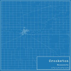 Fototapeta premium Blueprint US city map of Crookston, Minnesota.