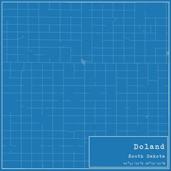 Blueprint US city map of Doland, South Dakota.