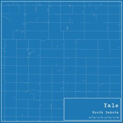 Fototapeta premium Blueprint US city map of Yale, South Dakota.