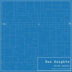 Blueprint US city map of Ree Heights, South Dakota.