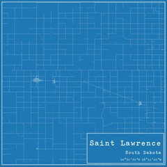 Blueprint US city map of Saint Lawrence, South Dakota.