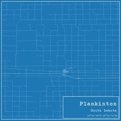 Blueprint US city map of Plankinton, South Dakota.
