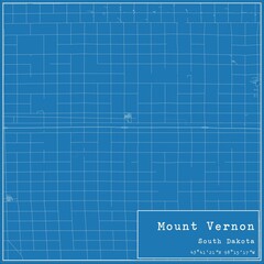 Blueprint US city map of Mount Vernon, South Dakota.
