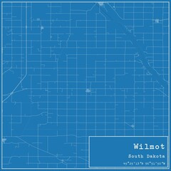 Blueprint US city map of Wilmot, South Dakota.