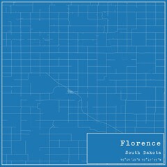 Blueprint US city map of Florence, South Dakota.
