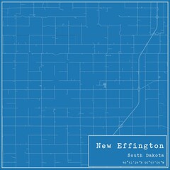 Blueprint US city map of New Effington, South Dakota.
