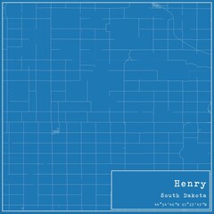 Blueprint US city map of Henry, South Dakota.