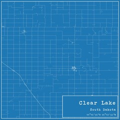 Blueprint US city map of Clear Lake, South Dakota.