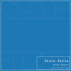 Blueprint US city map of Sioux Falls, South Dakota.