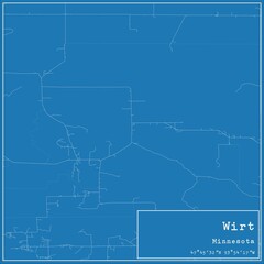 Blueprint US city map of Wirt, Minnesota.