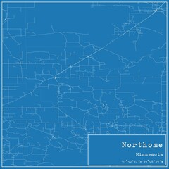Blueprint US city map of Northome, Minnesota.