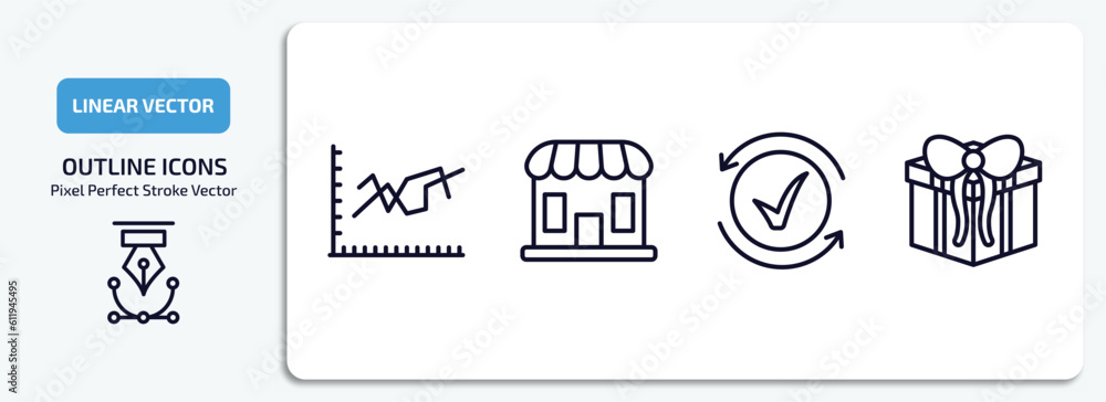 Poster user interface outline icons set. user interface thin line icons pack included dual stream chart, st
