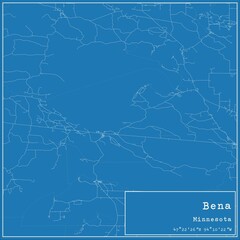 Blueprint US city map of Bena, Minnesota.